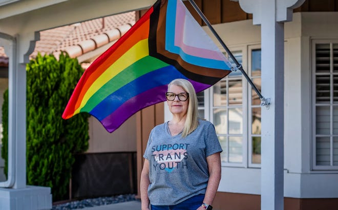 Kathie Moehlig, founder of TransFamily Support Services, at her home in Rancho Bernardo in San Diego on Aug. 26, 2022.