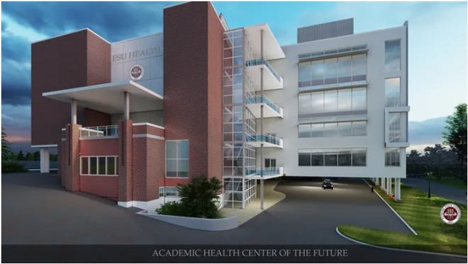 An artist rendering of a possible design for the FSU Health-Academic Health Center that will be on Tallahassee Memorial HealthCare's campus.