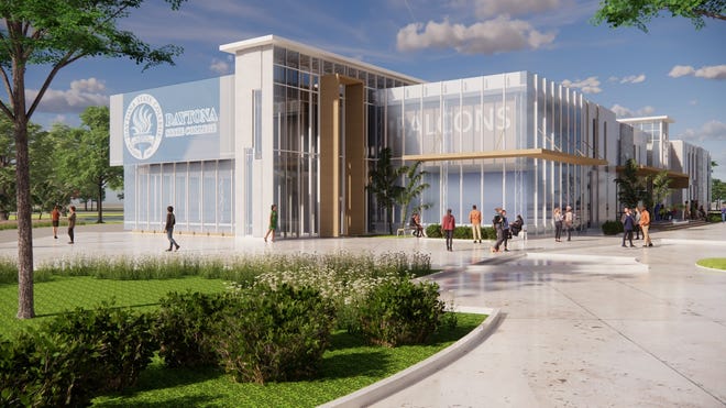 A rendering of the new building that will be constructed on Daytona State College's Deltona campus. It will be a multi-disciplinary laboratory and academic building with classrooms and workforce training labs.