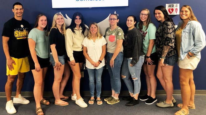 Second-year students receiving scholarships, from left: Justin Willkow, Paige Stutzman, Emily Brick, Courtney Smith, Cassie Fisher, Tiffany Weigle, Zoey Hayman, Grace Harrity, Keri Pritts and Kayla Maust.
