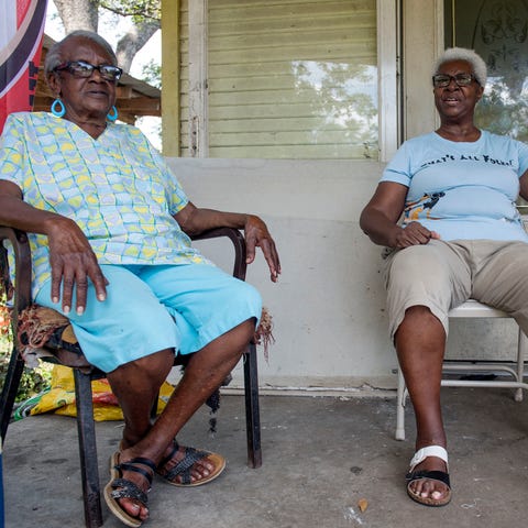 Bertha Anderson, 84, left, and neighbor Ruth Cotre