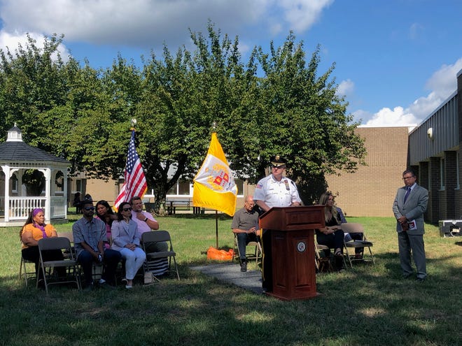 Morris County Sheriff Jim Gannon addresses the ongoing opioid crisis during a ceremony recognizing International Overdose Awareness Day Wednesday, Aug. 31, 2022.