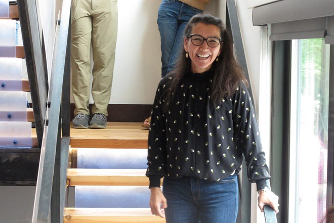 Democrat Mary Peltola smiles at supporters after delivering remarks at a fundraiser on Aug. 12, 2022, in Juneau, Alaska. P (AP Photo/Becky Bohrer)