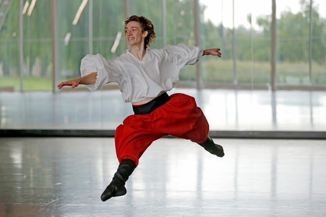 Zane Winders dances during Oklahoma City Ballet's first annual Beer & Ballet at the Susan E. Brackett Dance Center in Oklahoma City on Thursday, September 1, 2022.