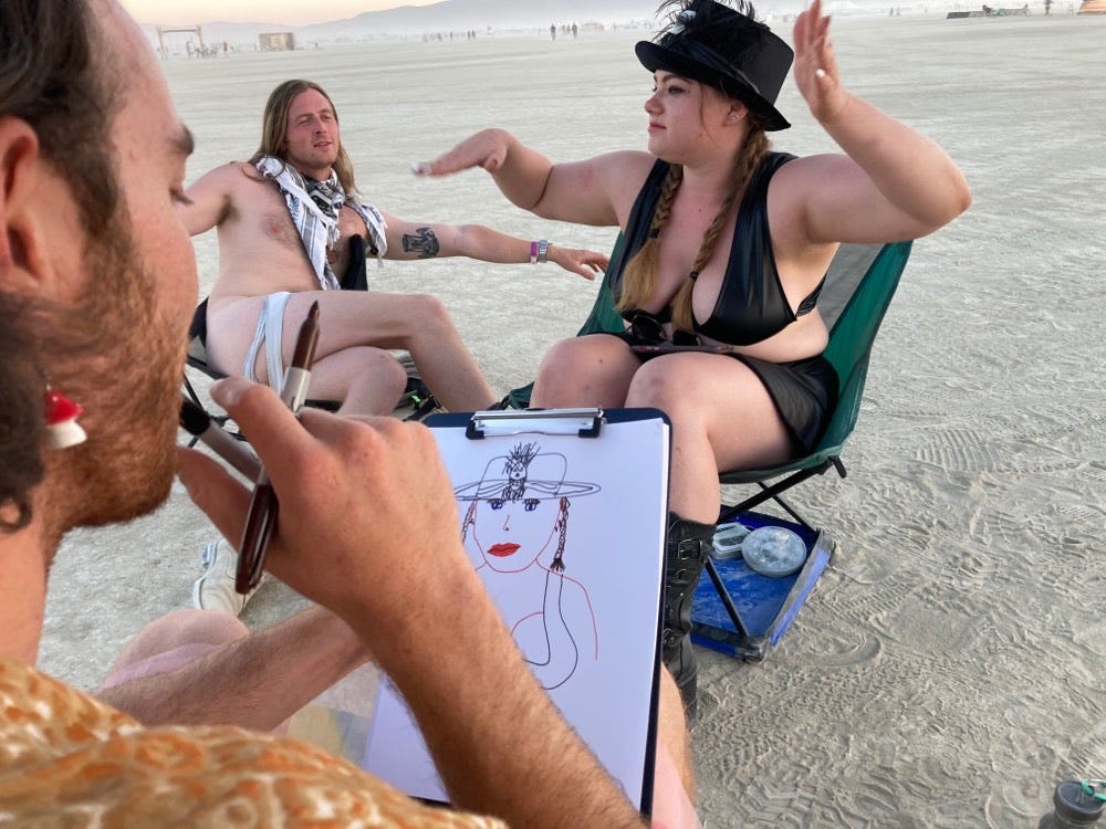 Burning Man 2022: Very bad portrait drawings come from this playa institution