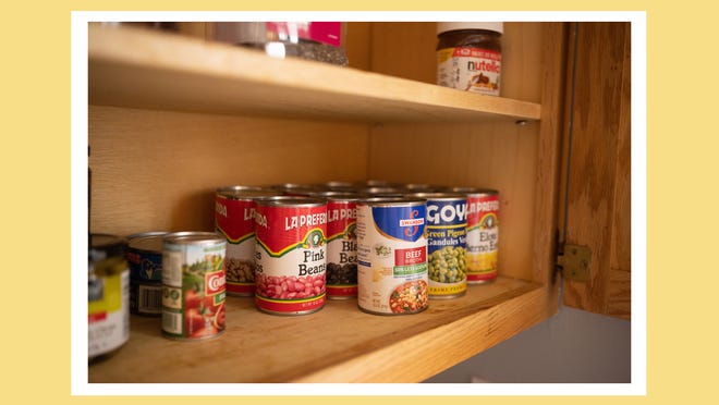 The safest way to store canned goods is between 50 to 75 degrees with securely sealed cans that are away from direct sunlight.