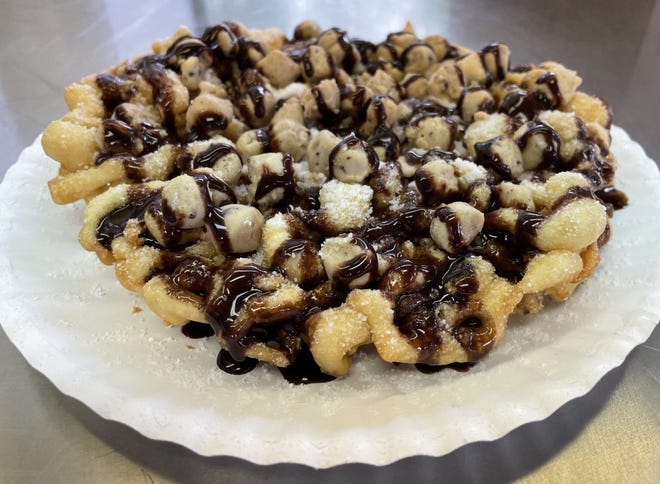 Cookie Dough Explosion funnel cakes will be served at the Hall family foods funnel cake trailer near the beer garden at the Kansas State Fair.