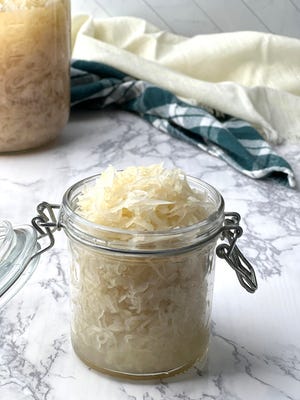 Homemade sauerkraut is rich in probiotics and vitamins and made with two simple ingredients – cabbage and salt.