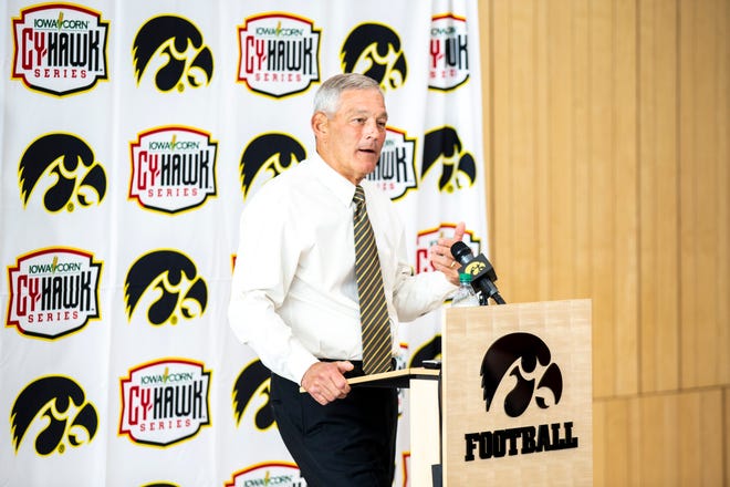Iowa head coach Kirk Ferentz said Tuesday there are between 8 and 10 offensive linemen competing for playing time.