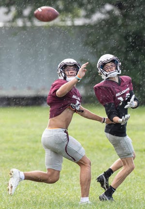 Bellarmine's sprint football team goes through game drills. Sprint football players can not weigh over 178 pounds. Sept. 6, 2022