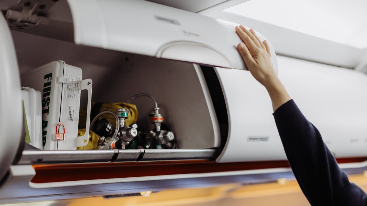 Medical equipment on an airplane.