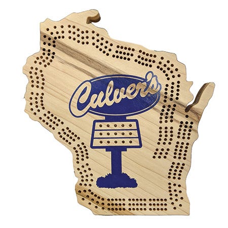 A Culver's cribbage board is available through the company's online ButterBurger Boutique, butterburgerboutique.com.