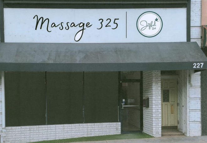 A rendering shows new Massage 325 and Be Joyful Goods signage up at the former Migardener location, 227 Huron Ave., in downtown Port Huron. Massage 325 owner Michelle Sheffer said they're already taking appointments at the spot but hopes to open the storefront in October.