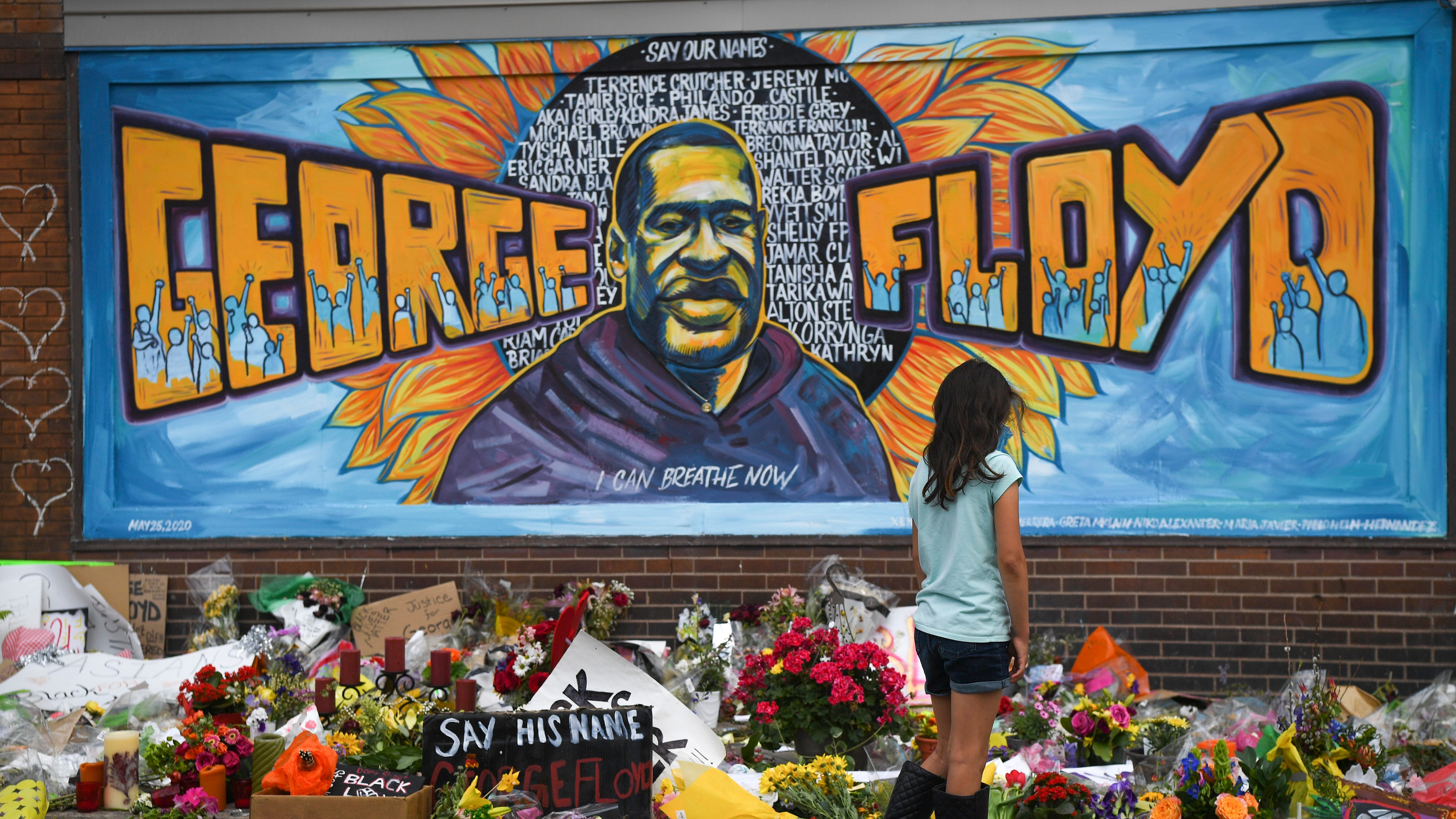 A peaceful vigil at the George Floyd memorial at the Cup Foods Market at the intersection of E. 38th Street and Chicago Ave on Monday, June, 1, 2020. George Floyd died in police custody on May 25, 2020 at this location.