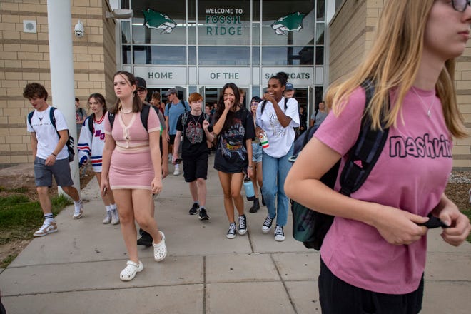 Fossil Ridge High School students head home early on Sept. 8, the second of two early release days across Poudre School District due to high temperatures.