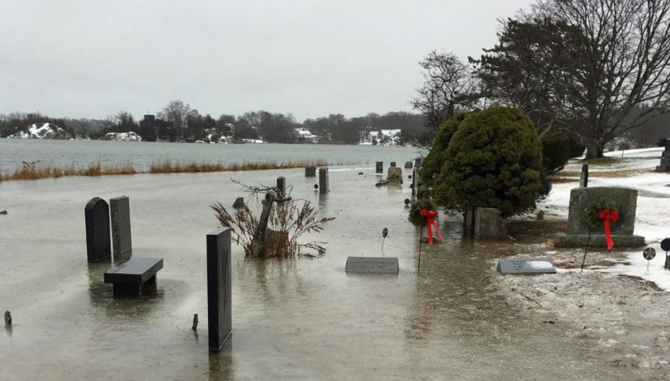 Historic Cohasset Central Cemetery experienced increasing flooding for years, before the board of directors decided to take action and build a seawall.