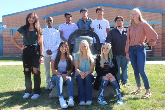 The Perry High School 2022 Homecoming Court includes, front row, from left, Yamilet Ortega, Sarai Ramos, Taylor Atwell, Cloe Nance, Lydia Olejniczak. Back row, Fithawi Andemichael, Kyle Hernandez, Anthony Chavez, Jonathan Chavez, Jefry Gonzalez.