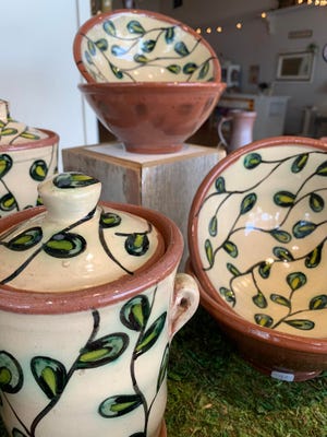 Some of the pieces created by Eric Peterson on display at Betsy Peterson Designs in Perry. Eric Peterson will be one of the featured artists during the Art Harvest Tour on Sept. 24-25.