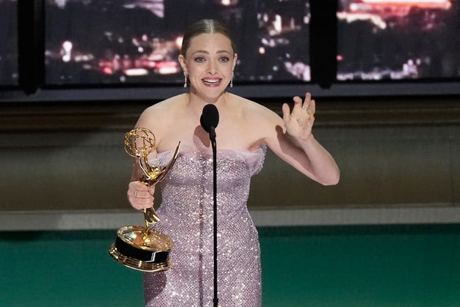 Amanda Seyfried accepts outstanding lead actress in a limited series or movie for Hulu's "The Dropout.”