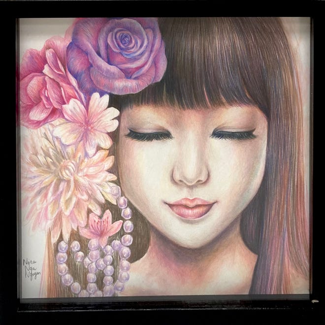 De kleurpotloodtekening van Yukon-kunstenaar Nina Nguyen zal te koop zijn 