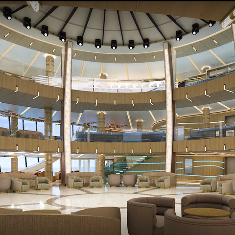 The ship will feature entertainment in its Piazza,