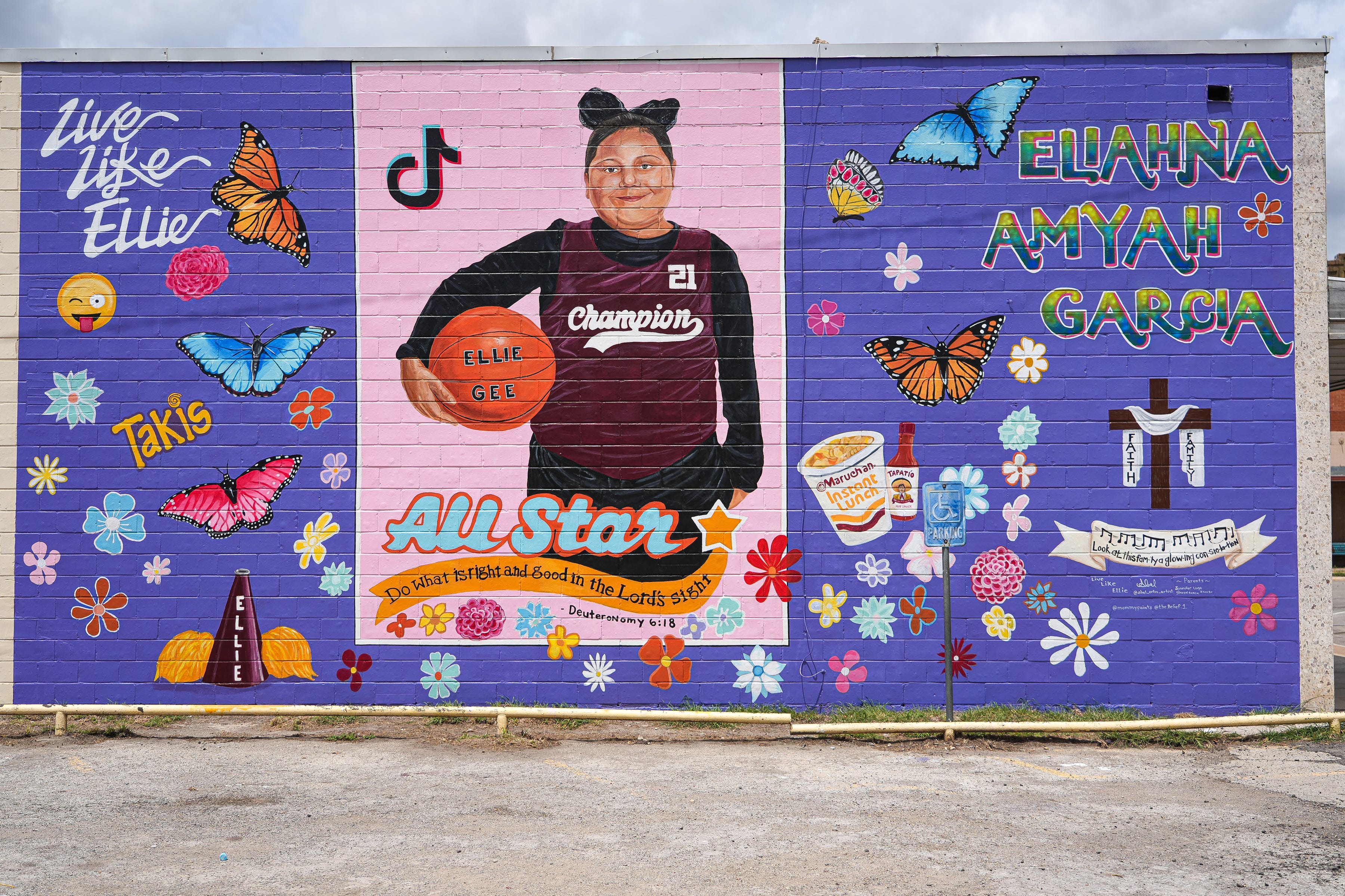 Eliahna Garcia loved life, ramen noodles and Tapatio hot sauce, and when Abel Ortiz Acosta, the Uvalde artist behind the mural, painted Ellie on the Security Finance building, 115 N. West St. in Uvalde, he wanted people to remember the way she loved and lived.