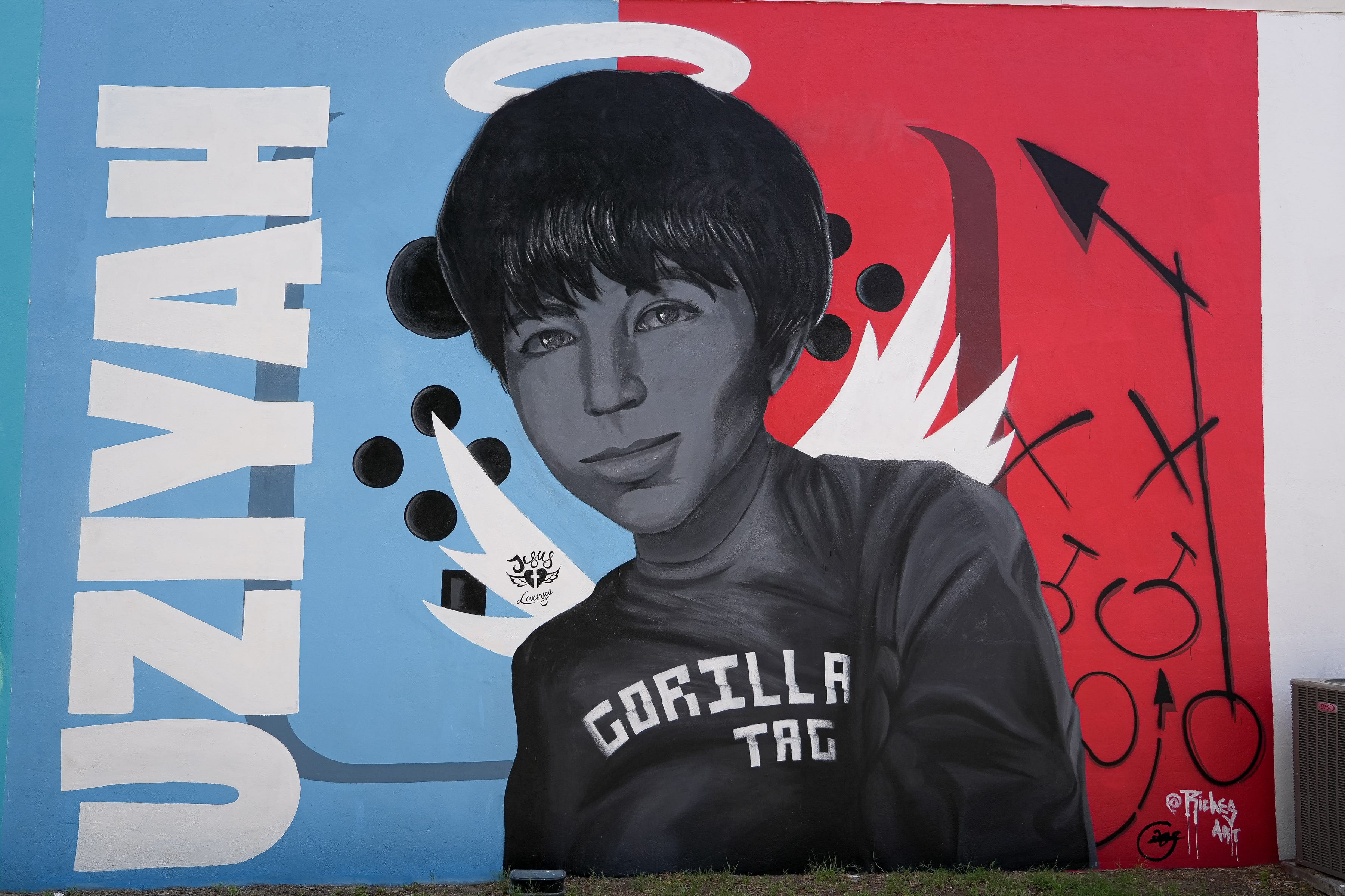 Uziyah Garcia was a gamer and an athlete. His mural is displayed at the St. Henry de Osso building, 114 E. Nopal St. in Uvalde, along with several of his friends.