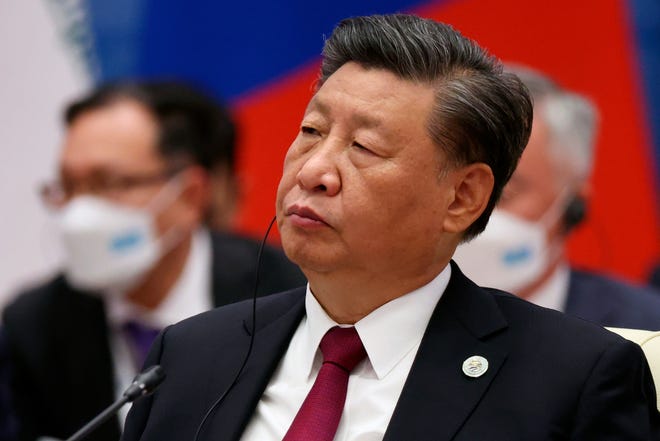 Chinese President Xi Jinping attends the Shanghai Cooperation Organization (SCO) summit in Samarkand, Uzbekistan, Friday, Sept. 16, 2022.