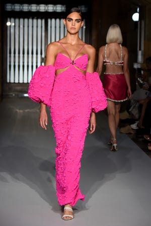 A model walks the runway for the PatBo fashion show during New York Fashion Week on Sept. 10, 2022, in New York City.