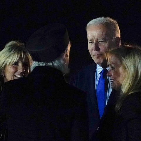 President Joe Biden and first lady Jill Biden arri
