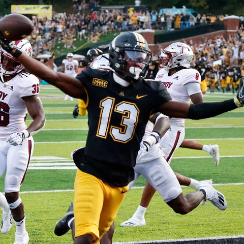 Appalachian State wide receiver Christan Horn cele