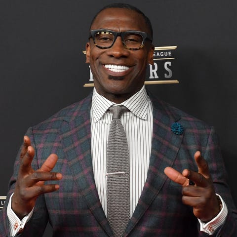 Shannon Sharpe arrives at the 2019 NFL Honors cere