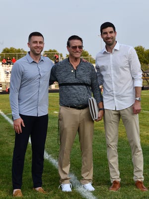 L-R: Jake, Keith and Jon Diebler pose as Jake and Jon prepare to be inducted into the Upper Sandusky High School Athletics Hall of Fame on Sept. 16, 2022.
