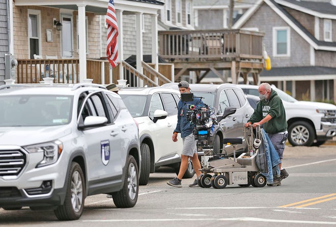 Lights, camera, action on Turner Road in Scituate as a film crew works on a yet-to-be-named movie on Monday, Sept. 19, 2022.