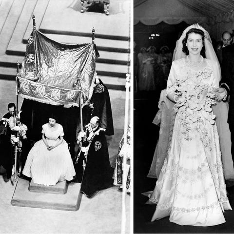 Left image: A canopy of cloth of gold is placed ov