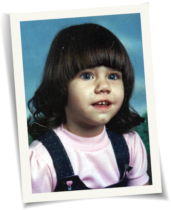 Kristi Norris at age 3 on her first day of school.