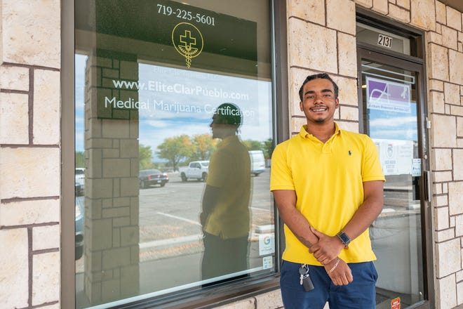 Nolan Bowman stands outside his second business, Elite Clarifications, 2131 Jerry Murphy Road. where Puebloans can see a doctor for medical marijuana license applications and renewals.