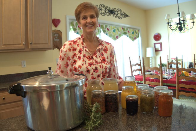 Rosanne Patterson is a super-canner. She buys her fruit and vegetables locally in season and puts up a year’s worth of her family’s favorite recipes. Canning can help reduce the effect of price shocks at the grocery store. Canned foods can include things like soup stock, jam and salsa. (Photos courtesy of Rosanne Patterson)