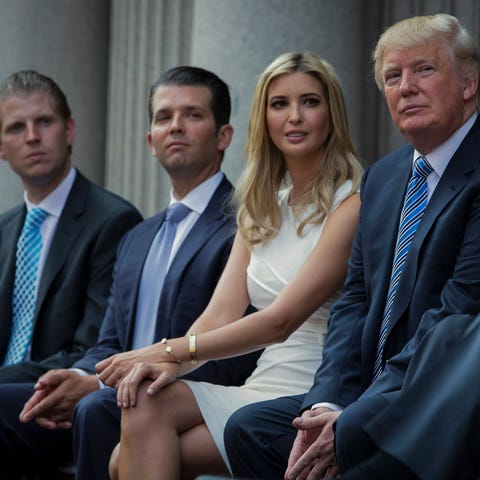 Donald Trump with his children in 2014. From left,