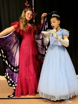 Cassidy Ginnan, 12, left, as the fairy godmother, and Faith Smith-Austin, 11, as Cinderella, are among the cast of children in the Hilliard Arts Council's presentation of "Cinderella."