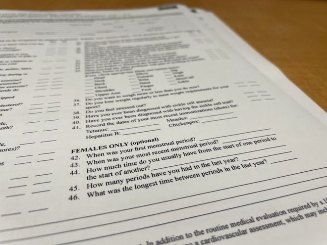 An annual physical registration form created by The Florida High School Athletic Association asked female athletes about their periods along with three dozen other questions on physical and mental health. The questions were removed in February.