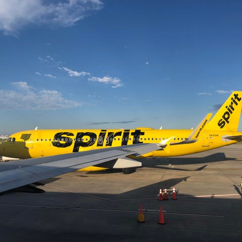 A Spirit Airlines plane at Myrtle Beach Internatio