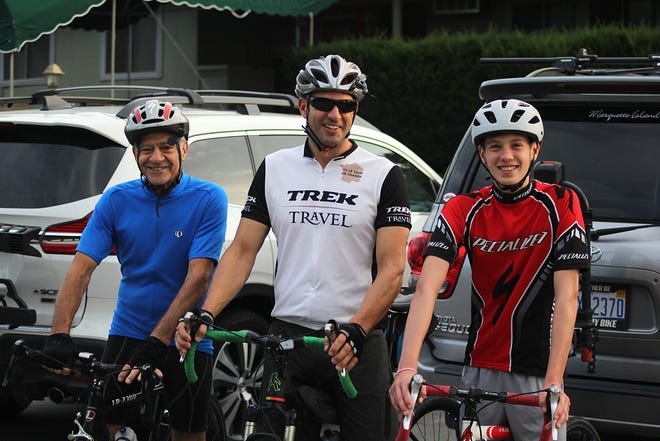 Several local cyclists participated in the Sept. 17 Harbor Springs Cycling Classic, including three generations of Obermans. Pictured (from left) are Bill Oberman of Sault Ste. Marie and Mark and Reeve Oberman of Harbor Springs.