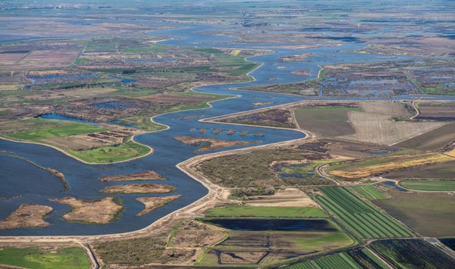 An aerial view of the Middle River in the Sacramento-San Joaquin River Delta on March 8, 2019.
