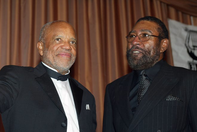 Motown's Berry Gordy and songwriter Brian Holland attend the 2003 HAL Awards in Beverly Hills, Calif.