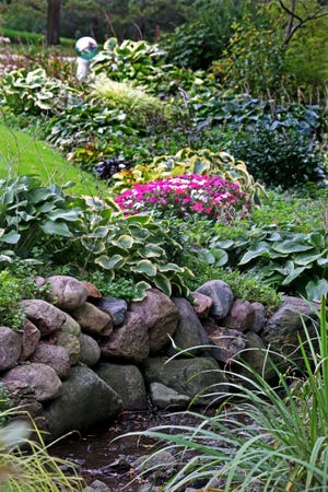 Perennials were planted on the sloped areas by a ditch at the Franklin home of Judy Schmidt, as shown Sept. 23.