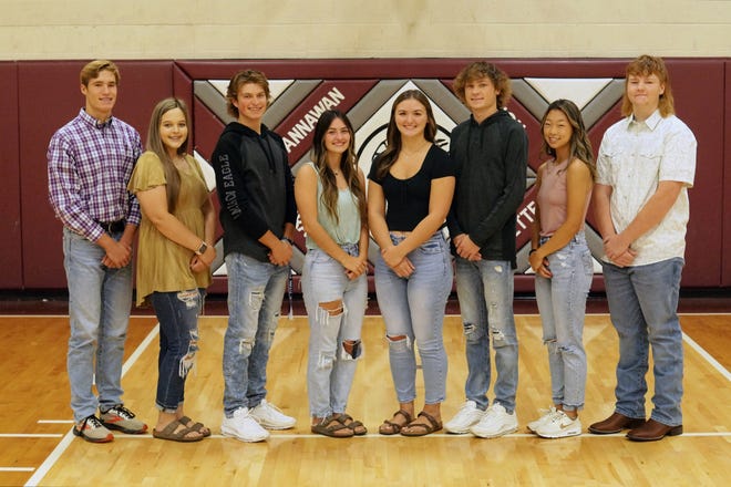 The 2022 Annawan High School Homecoming Court is, from left: Coy McKibbon, Makayla Park, Mason Heitzler, Kennadi Rico, Jaydn Wise, Tyler Palanos, Danielle Johnson and Evan Jagers. AHS students will celebrate their Homecoming this week, with the Annawan-Wethersfield Titans playing the Knoxville Blue Bullets at 7 p.m. Friday, Sept. 30. The queen and king will be crowed at the Oct. 1 dance.