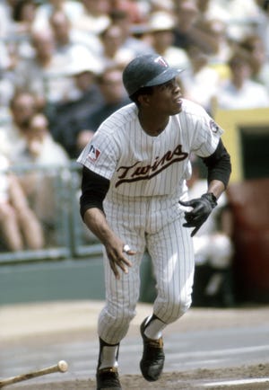 Twins second baseman Rod Carew, running to first base on a hit during the 1969 season, made 18 consecutive All-Star teams.