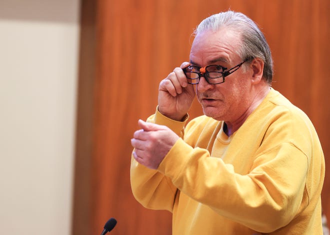 John Rideout speaks before being sentenced for sexual assault, after a retrial, at Marion County Courthouse in Salem, Ore. on Monday, Sept. 26, 2022.