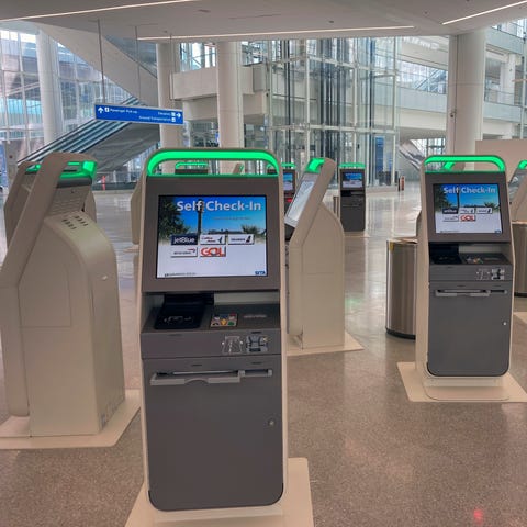 Self check in kiosks are seen in the new terminal 